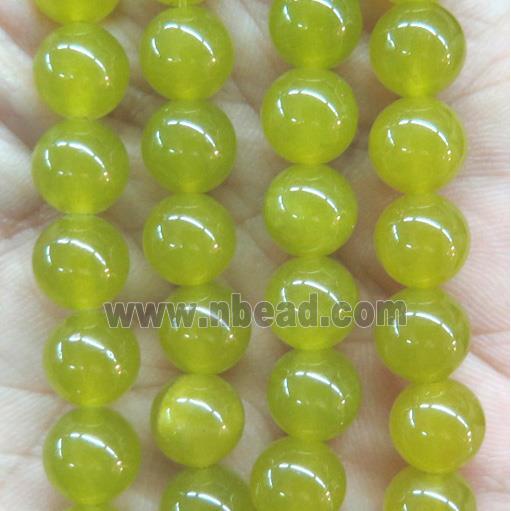 round jade stone beads, dye, olive
