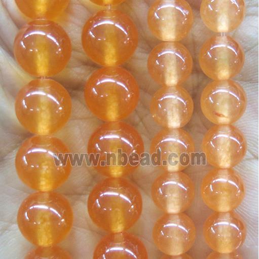 round jade stone beads, dye, orange