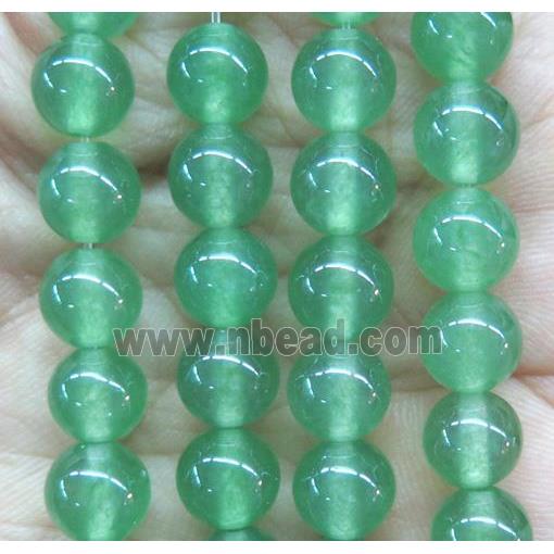 round jade stone beads, dye, green