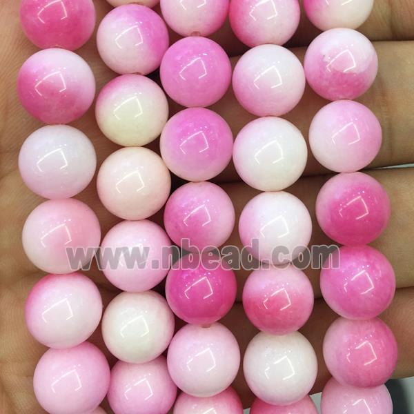 round Malaysia Jade beads, pink
