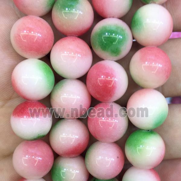 round Malaysia Jade beads, red
