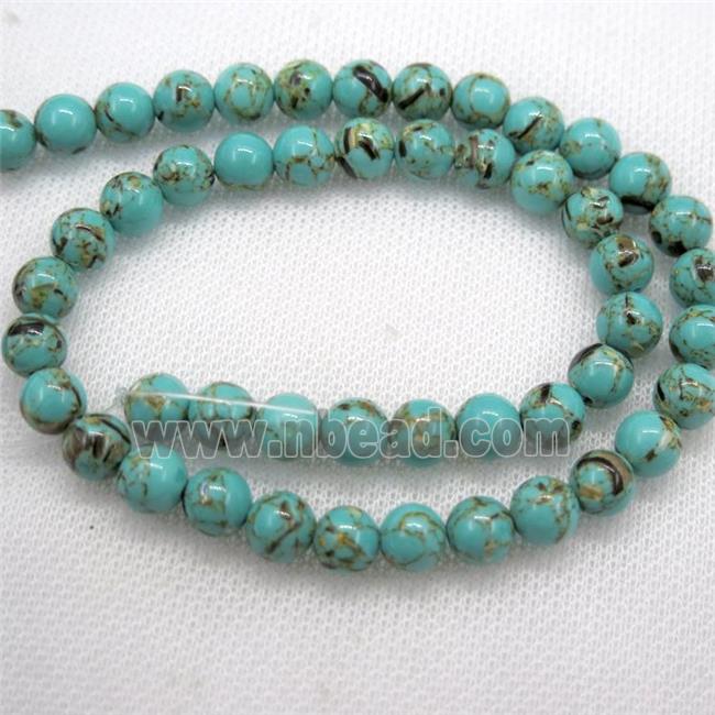 green synthetic turquoise beads with shelled, round