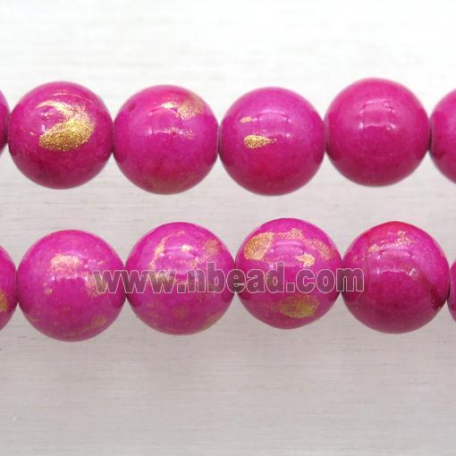 round hotpink JinShan Jade beads