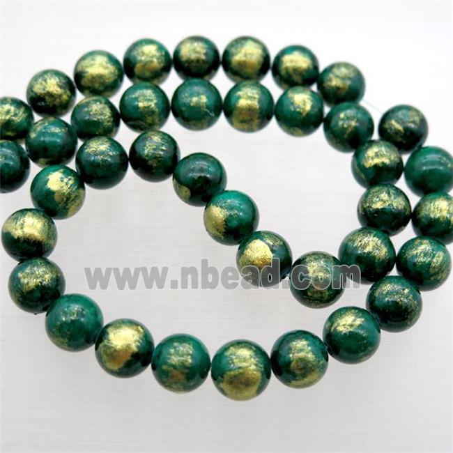 round JinShan Jade beads, peacockgreen