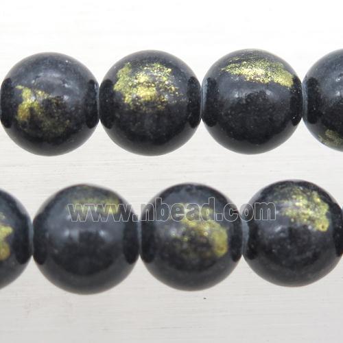 round JinShan Jade beads, darkgray