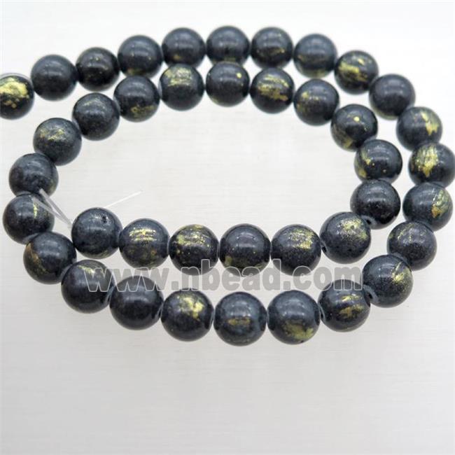 round JinShan Jade beads, darkgray