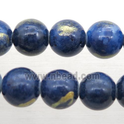 round JinShan Jade beads, blue