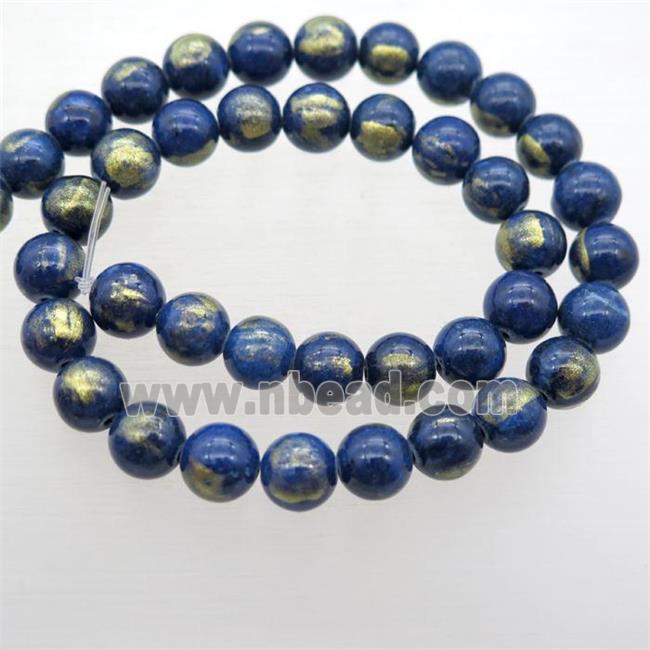 round JinShan Jade beads, blue