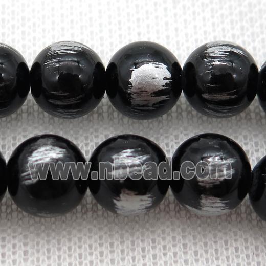 round black Silvery Jade Beads