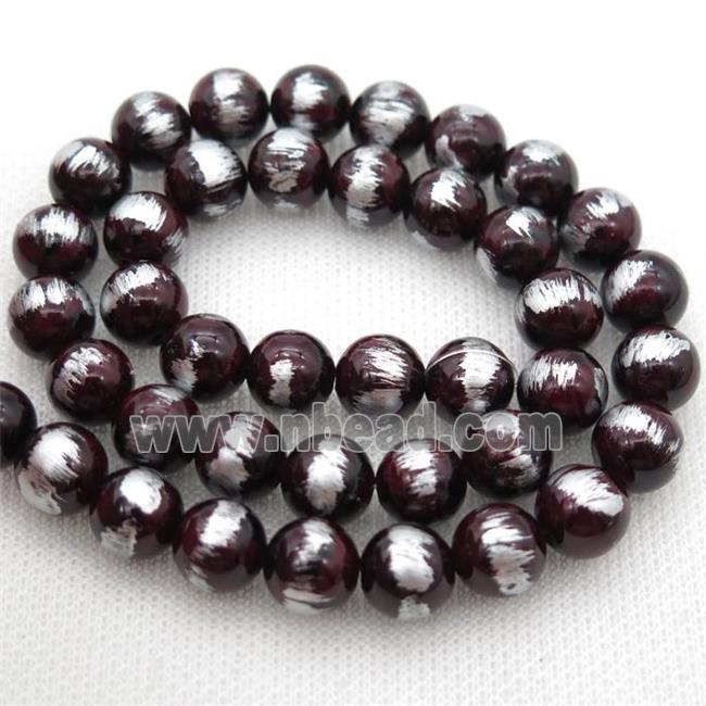 round darkred Silvery Jade Beads