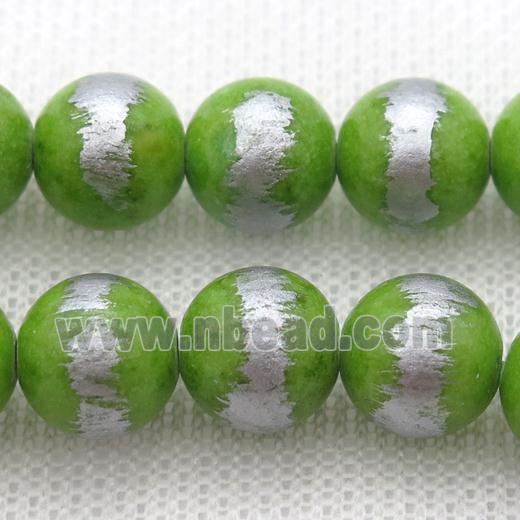 round olive Silvery Jade Beads