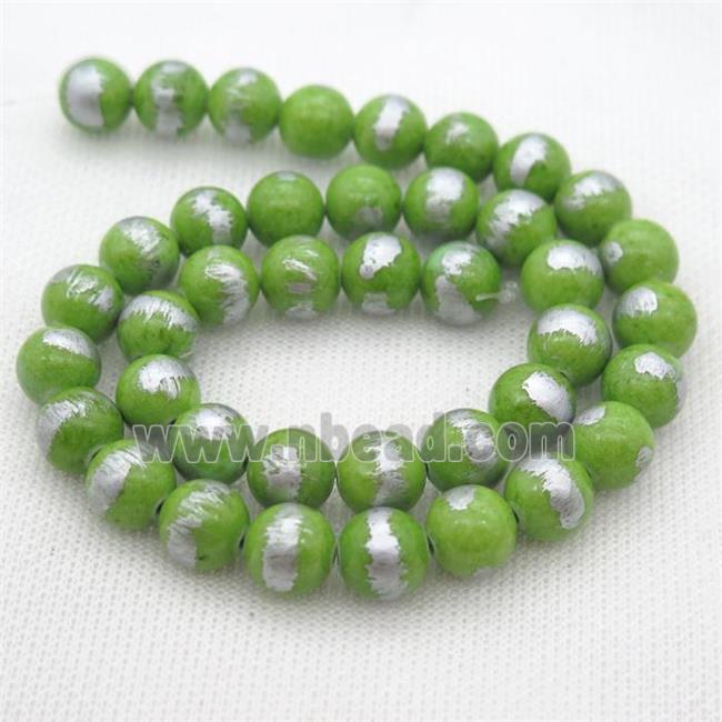 round olive Silvery Jade Beads