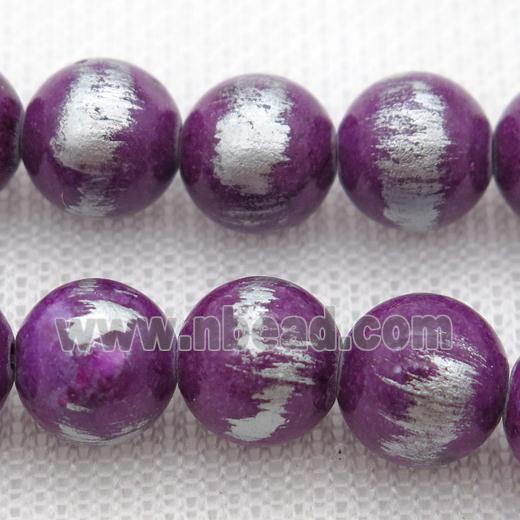 round purple Silvery Jade Beads
