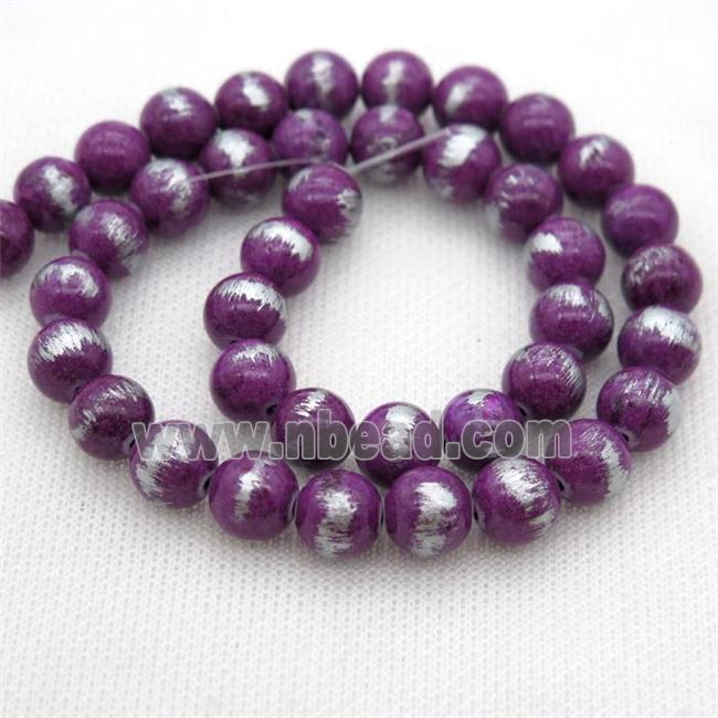 round purple Silvery Jade Beads