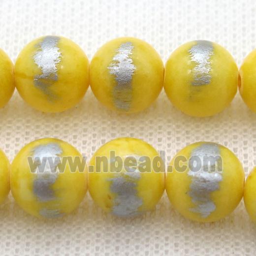 round yellow Silvery Jade Beads
