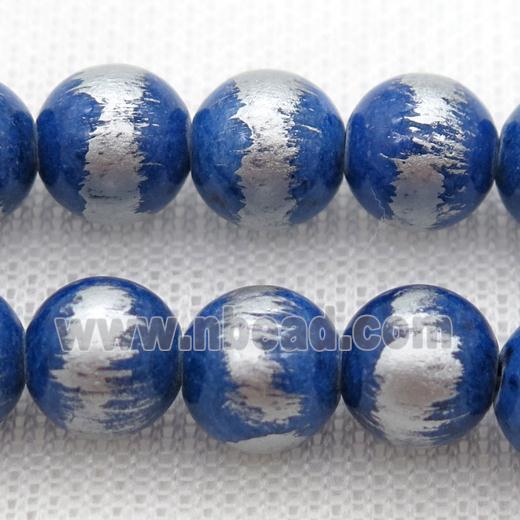round blue Silvery Jade Beads