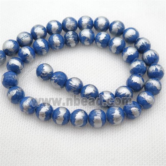 round blue Silvery Jade Beads