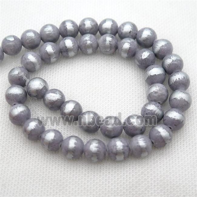 round gray Silvery Jade Beads
