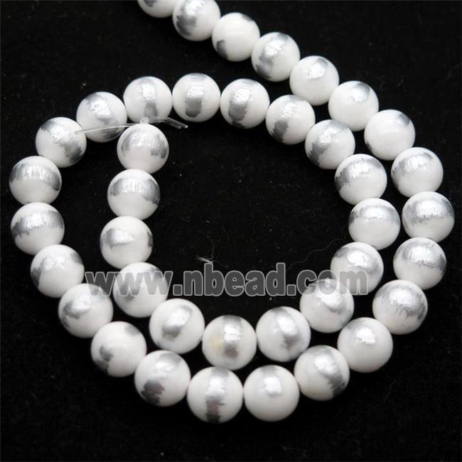 round white Silvery Jade Beads