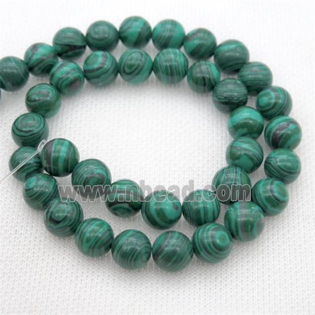 green Synthetic Malachite beads, round