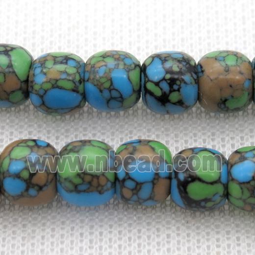 Synthetic Turquoise barrel beads, multi color
