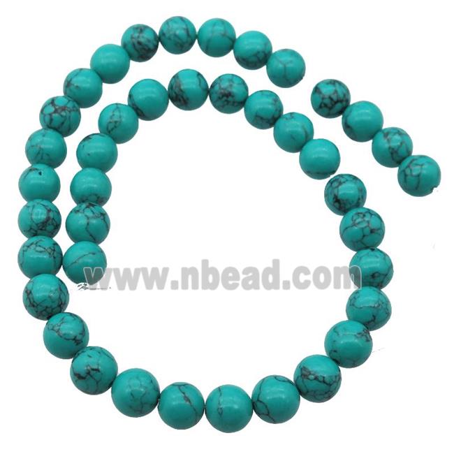 round synthetic Turquoise beads, green