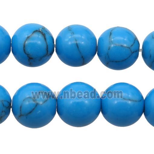round synthetic Turquoise beads, blue