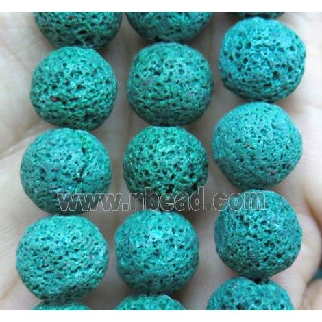 round Lava stone beads, green dye