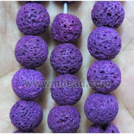 round Lava stone bead, purple dye