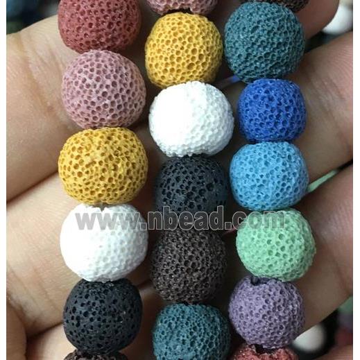 round Lava stone beads, mixed color
