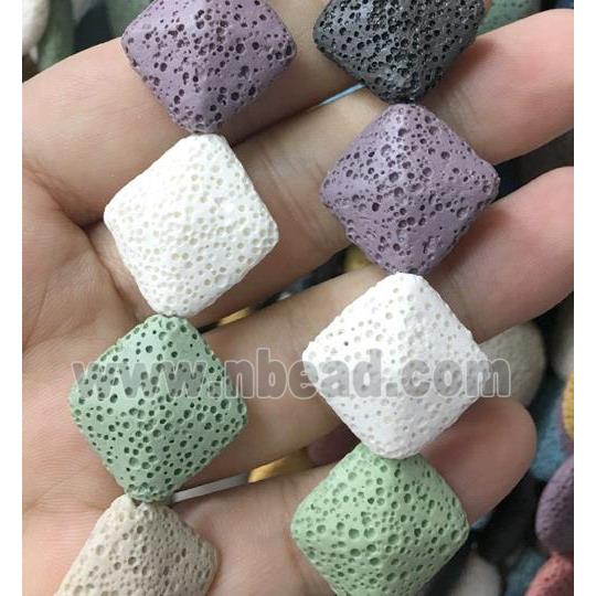 Lava stone beads, rhombic, mixed color