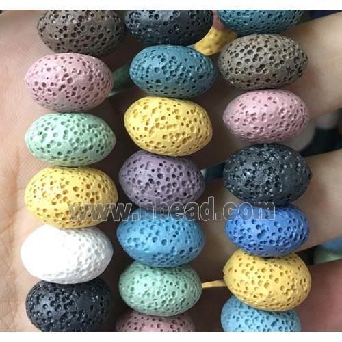 Lava stone beads, rondelle, mixed color