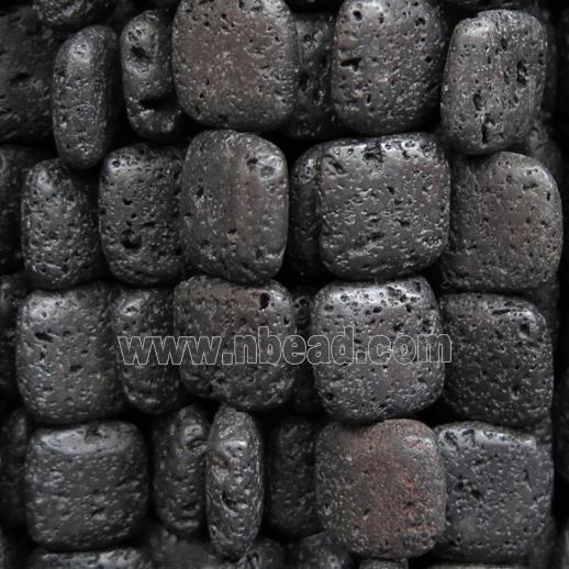 black Lava Stone beads, square