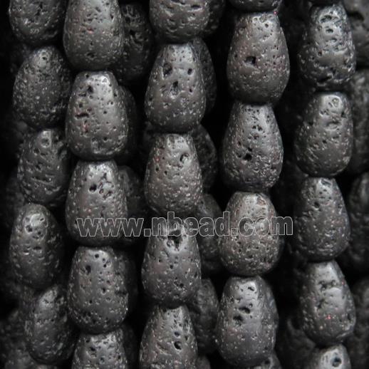 black Lava Stone beads, teardrop
