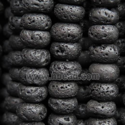black Lava Stone beads, rondelle