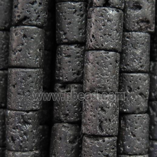 black Lava Stone beads, tube