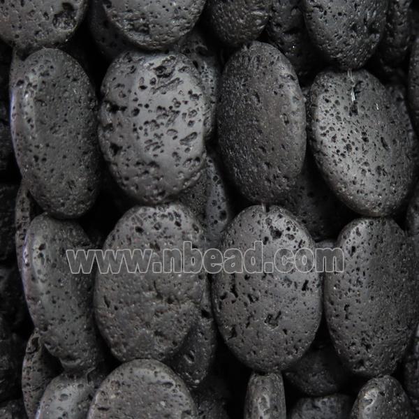 black Lava Stone beads, oval