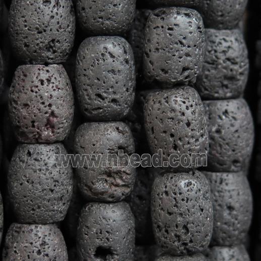 black Lava Stone beads, barrel