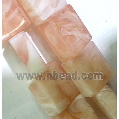 Plated Lampwork glass bead, rectangle