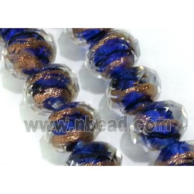 Lampwork glass bead, faceted wheel, blue