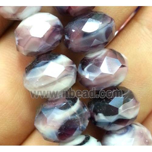 purple lampwork beads, faceted rondelle