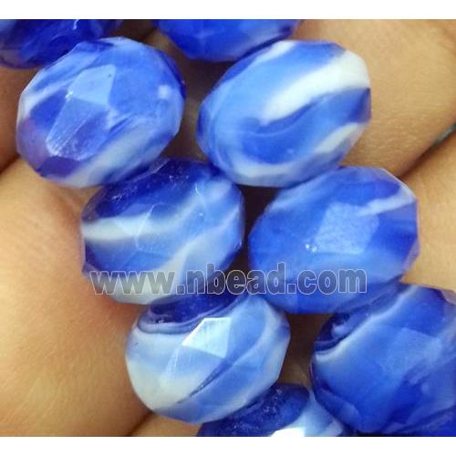 lampwork bead, faceted rondelle, blue