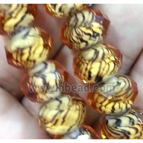 lampwork beads, faceted rondelle, yellow