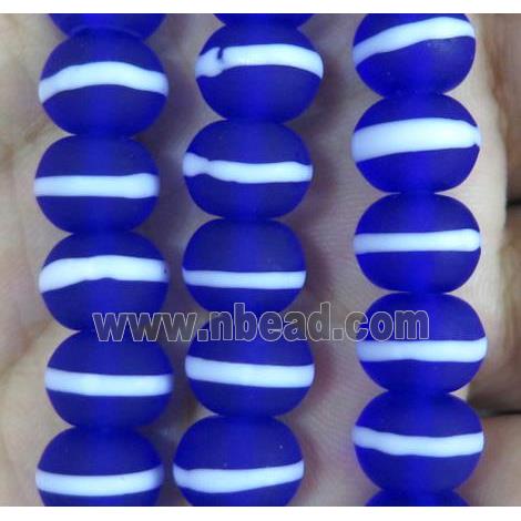 Deepblue Lampwork Glass Rondelle Beads Matte