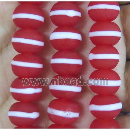 Red Lampwork Glass Rondelle Beads Matte
