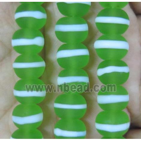 Green Lampwork Glass Rondelle Beads Matte