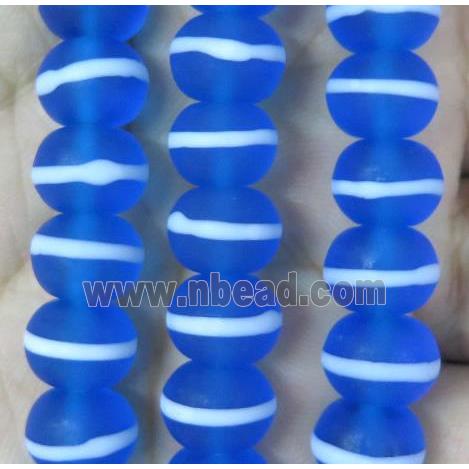 Blue Lampwork Glass Rondelle Beads Matte