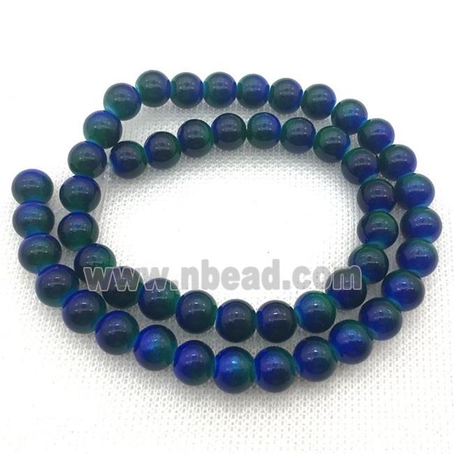 blue Lampwork Glass Beads, round