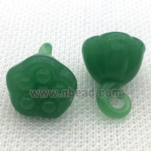 green Lampwork Glass lotus pendant