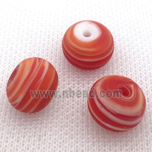 red Lampwork Glass rondelle beads, matte